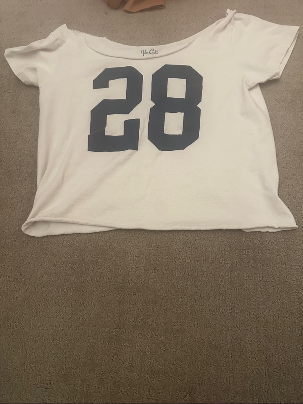 Brandy Melville White Short Sleeve Tee with Navy 28